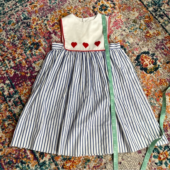 Vintage Girls Toddler Striped‎ Dress with Heart Accents Sz 5 - Picture 9 of 11